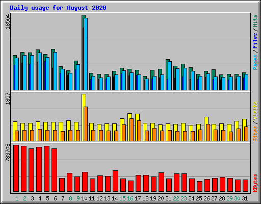 Daily usage for August 2020