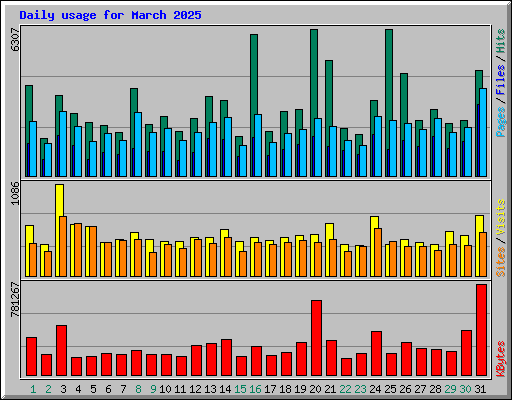 Daily usage for March 2025