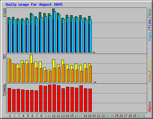 Daily usage for August 2025