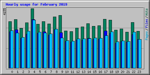 Hourly usage for February 2019